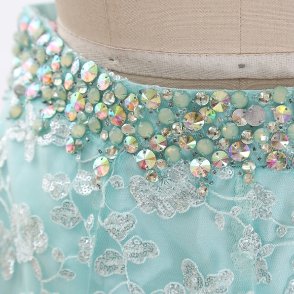 High Neck 2 Piece Prom Pageant Gown Formal Dress - Picture 5 of 7